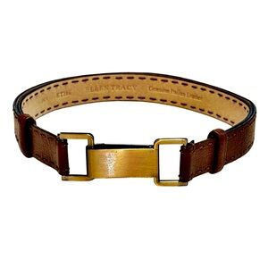 Ellen Tracy Vintage Genuine Italian Leather Belt | Brown | Plaque Buckle |